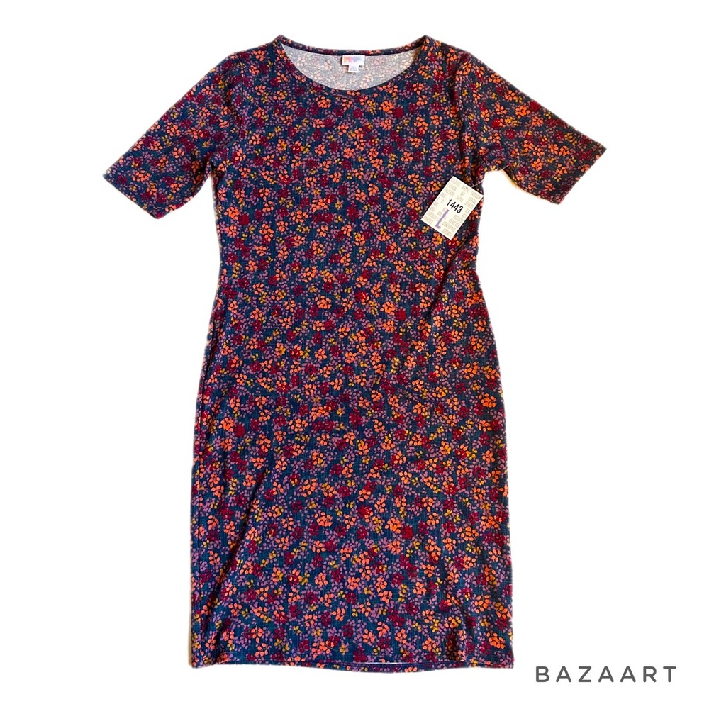 Large LuLaRoe Julia Dress | Navy background floral | NWT